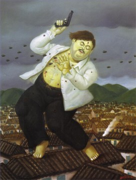 350 人の有名アーティストによるアート作品 Painting - パブロ・エスコバル・フェルナンド・ボテロの死